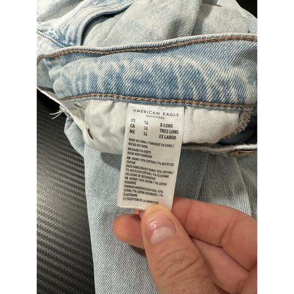 American Eagle Highest Rise Baggy Straight Jeans Size 16 X-Long Light Wash - Picture 5 of 14